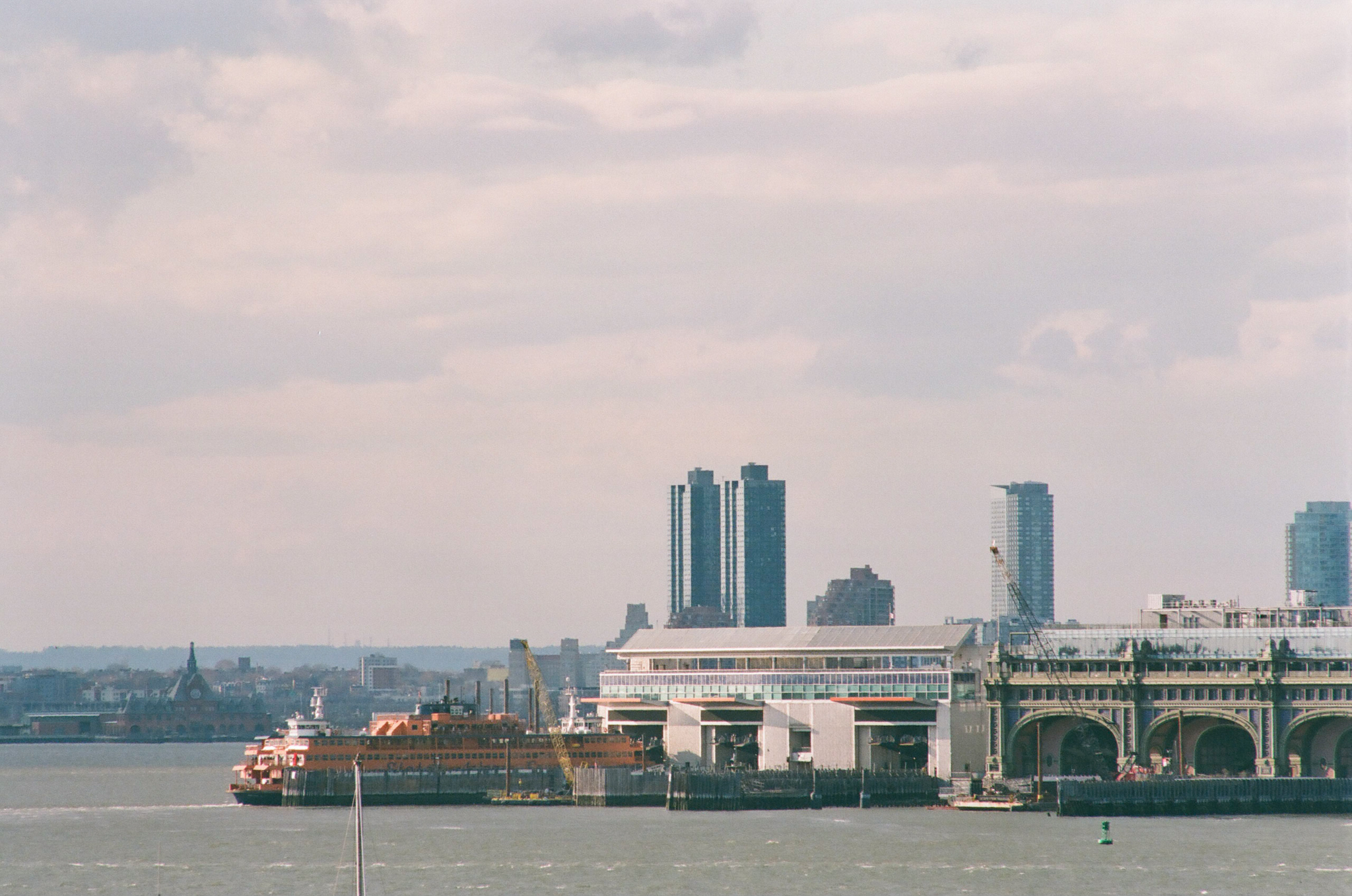 Staten Island Ferry docking at the Manhattan Ferry Terminal